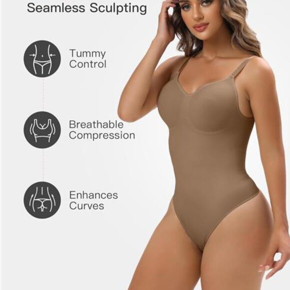 Women Shapewear Tummy Control Bodysuit Brown - Picture 3 of 6